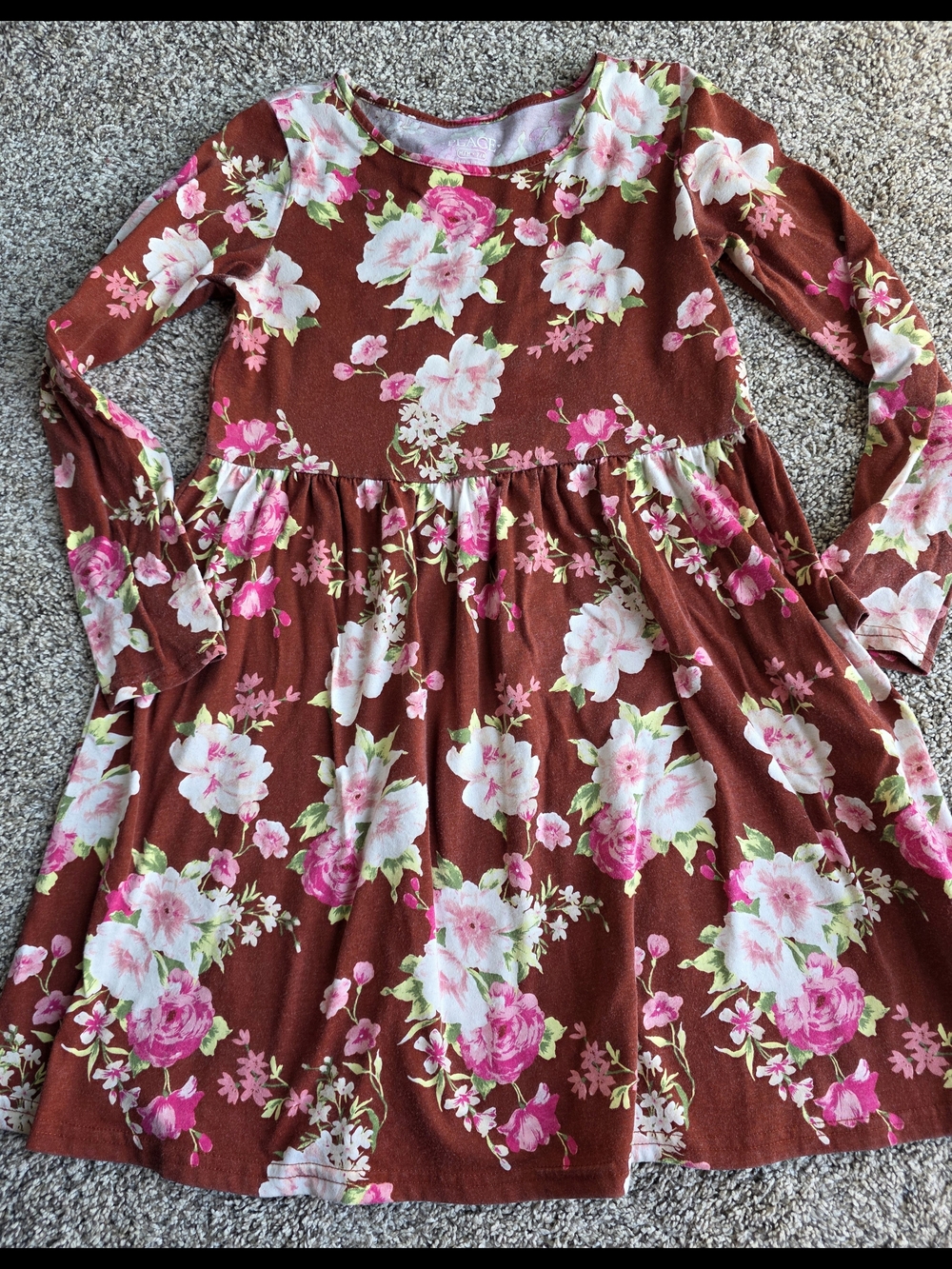 The Children's Place Brown Floral Long Sleeve Dress